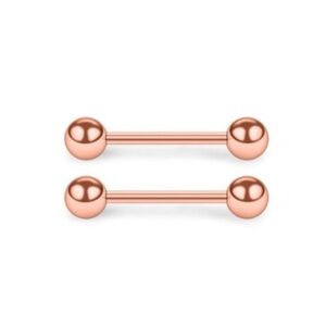 Stainless Steel Rose Gold Straight Barbell Jewelry with Balls